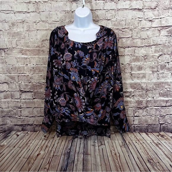 A Pea In The Pod Navy Paisley Long Sleeve Blouse - Picture 1 of 10